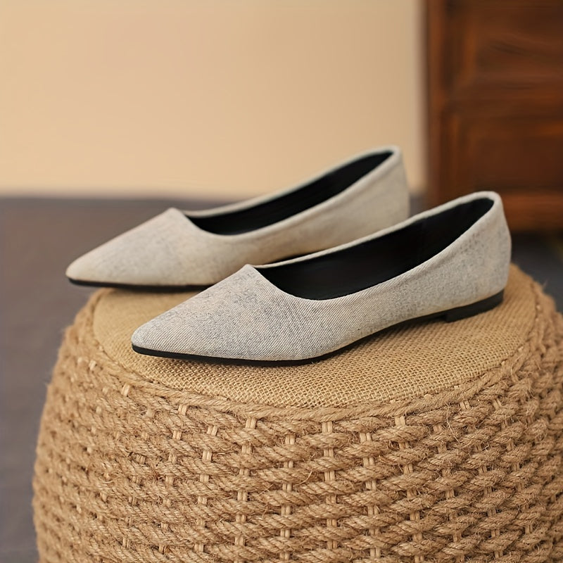 Women's Solid Denim Flat Shoes Casual Slip On Shoes