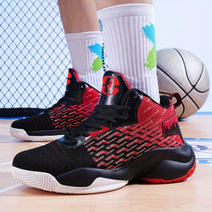Men's High Top Breathable Basketball Shoes Lace Up Shock Absorption Sneakers