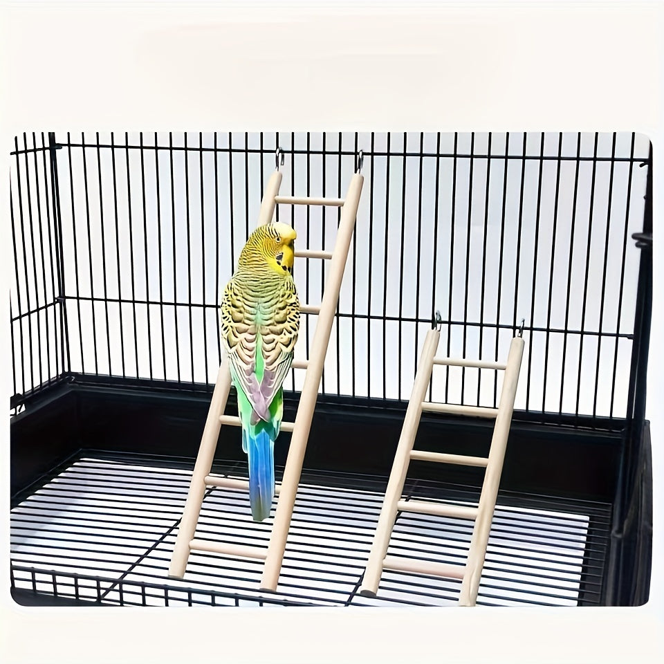 Wooden Parrot Toy Stand with Hamster Ladder