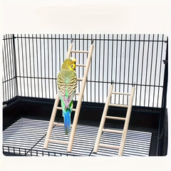 Wooden Parrot Toy Stand with Hamster Ladder