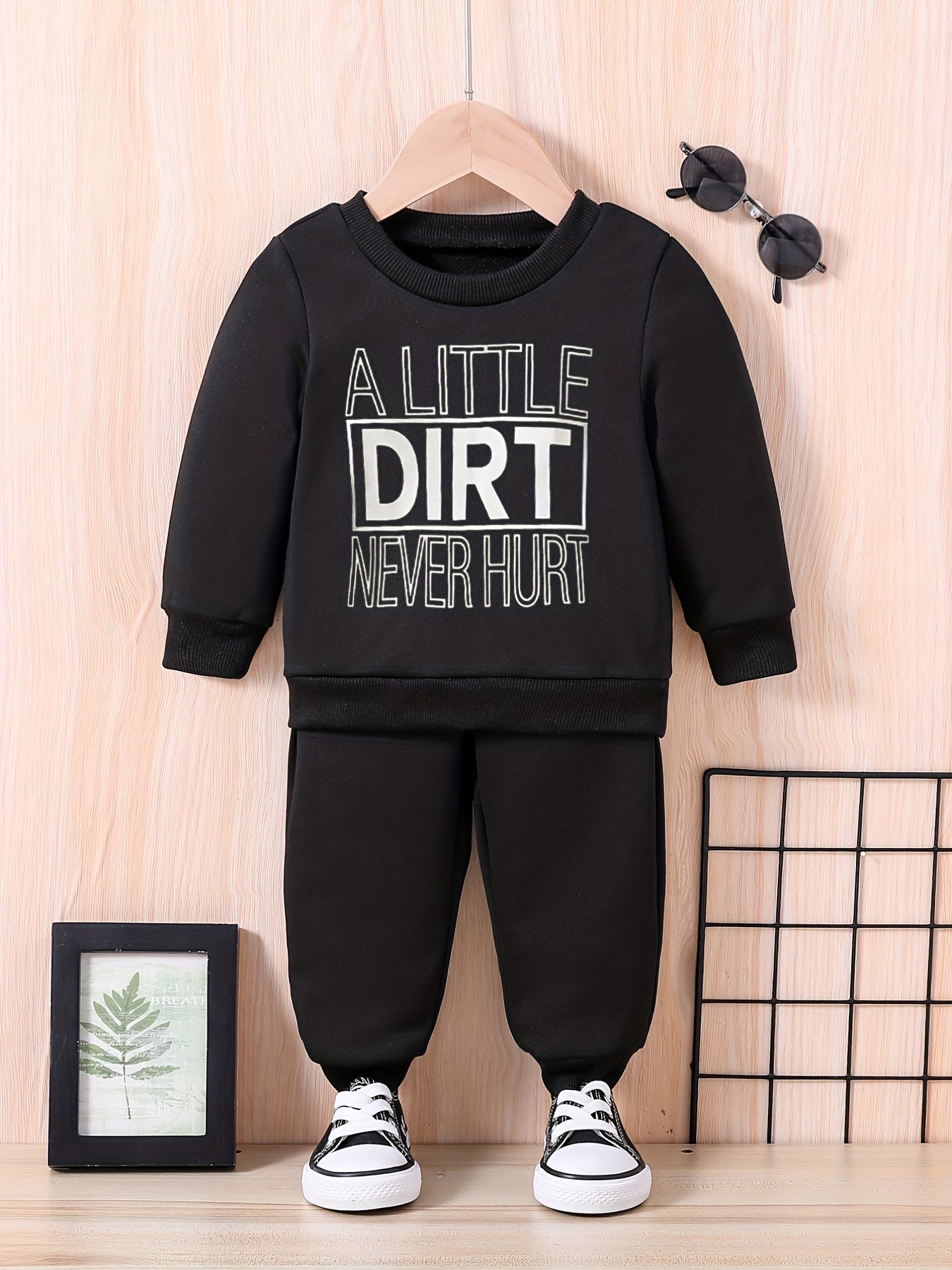 Toddler Baby Sweatshirt Trousers Set A LITTLE DIRT NEVER HURT