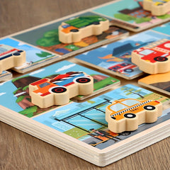 Transportation Board Game for Kids - Wooden Puzzle Tabletop Game