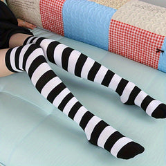 Striped Thigh High Socks Halloween Over The Knee Socks Women's Stockings