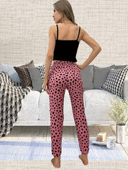 Cat Print Pajama Set Scoop Neck Cami Top & Pants Women's Sleepwear