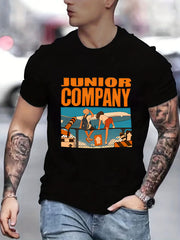 Men's Cartoon Plane Print T shirt - Stretch Breathable Tee for Outdoor