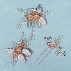 Bridal Crystal Flower Hair Comb Set