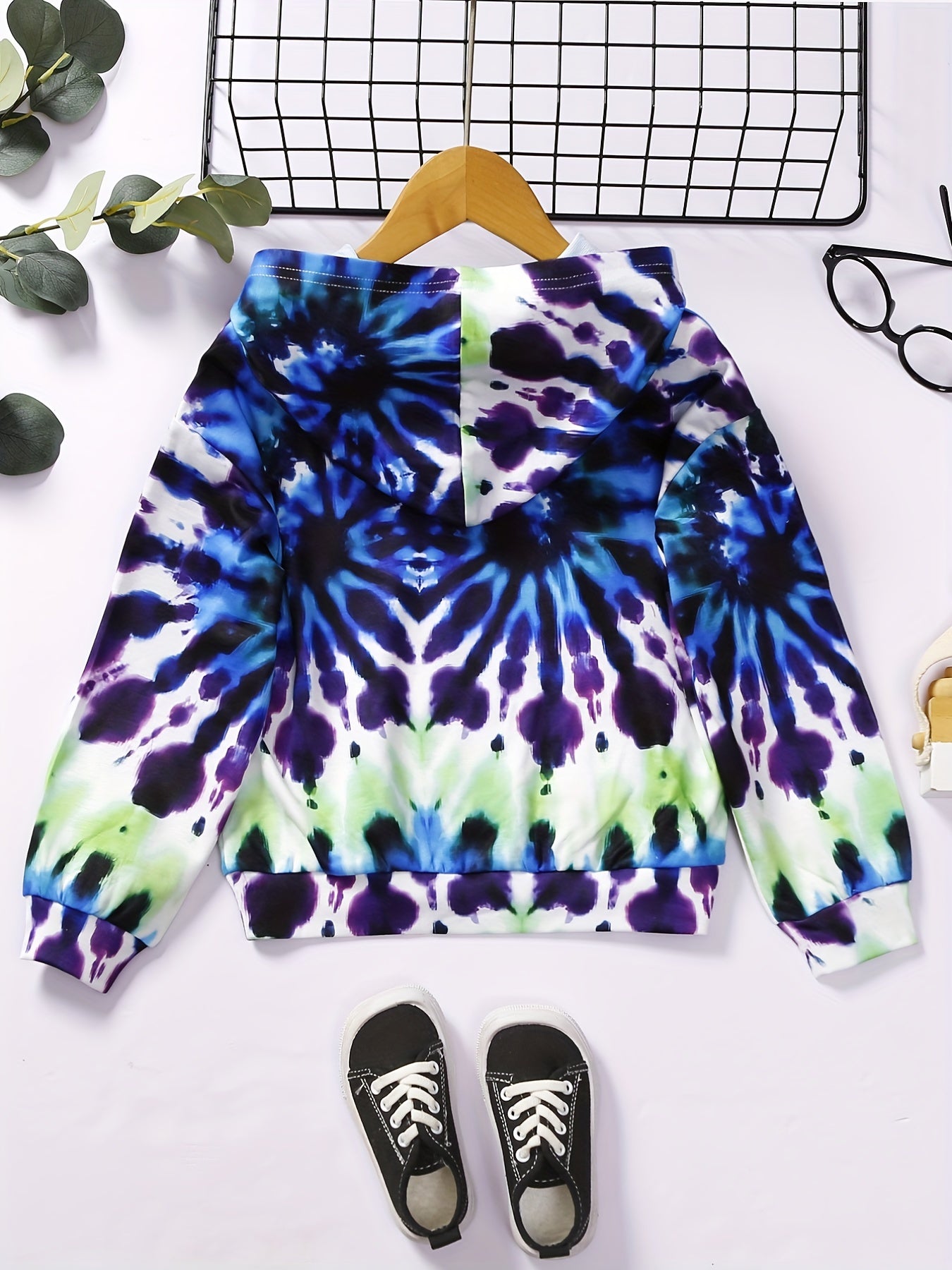 Tie Dye Letter Print Boys Sweatshirt Long Sleeve Crew Neck Tops Kids Clothing