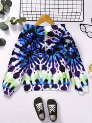 Tie Dye Letter Print Boys Sweatshirt Long Sleeve Crew Neck Tops Kids Clothing