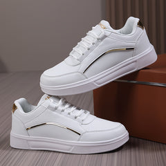 Women's Faux Leather Flat Heighten Skate Shoes Lace Up Sneakers
