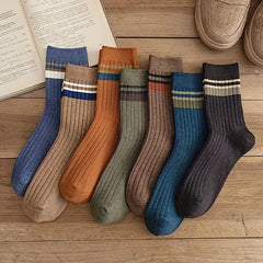 Men's Casual Striped Socks Deodorant Breathable Crew Socks