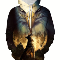 Animal Print Hoodie Men's Casual Pullover Sweatshirt