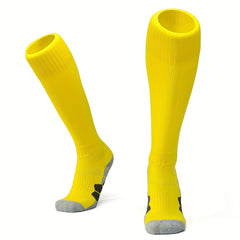 1 Pair Non-slip Nylon Football Socks, Solid Calf Socks