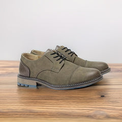 Men's PU Leather Derby Shoes Lace-up Front Business Formal Dress Shoes