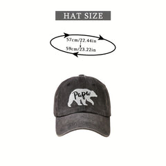 Polar Bear PAPA Baseball Cap Classic Embroidery Unisex Washed Distressed Dad Hat