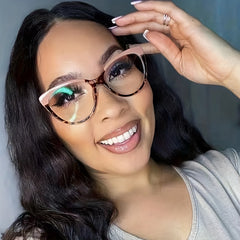 Cat Eye Clear Lens Glasses TR90 Block Frame
