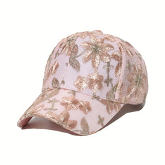 Y2K Flower Embroidery Baseball Cap Women Sunscreen Sports Hats