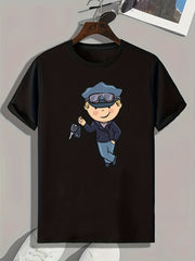 Cartoon Boy Print Men's Graphic T-shirt for Summer