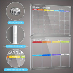 Acrylic Magnetic Refrigerator Calendar Monthly & Weekly