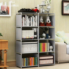 Modern Double Row Bookshelf Steel Tube Combination Shelf Organizer