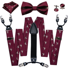 Barry Wang Plaid Cartoon Solid Suspenders Set
