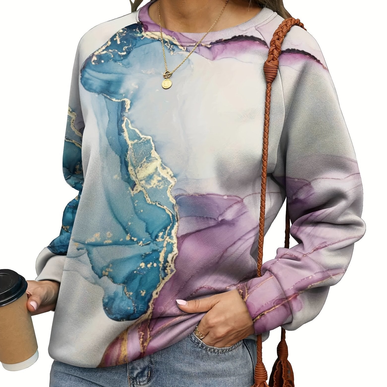 Tie-Dye Crew Neck Sweatshirt for Women