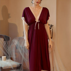 Seductive Lace Backless Babydoll Dress Deep V Neck Lingerie