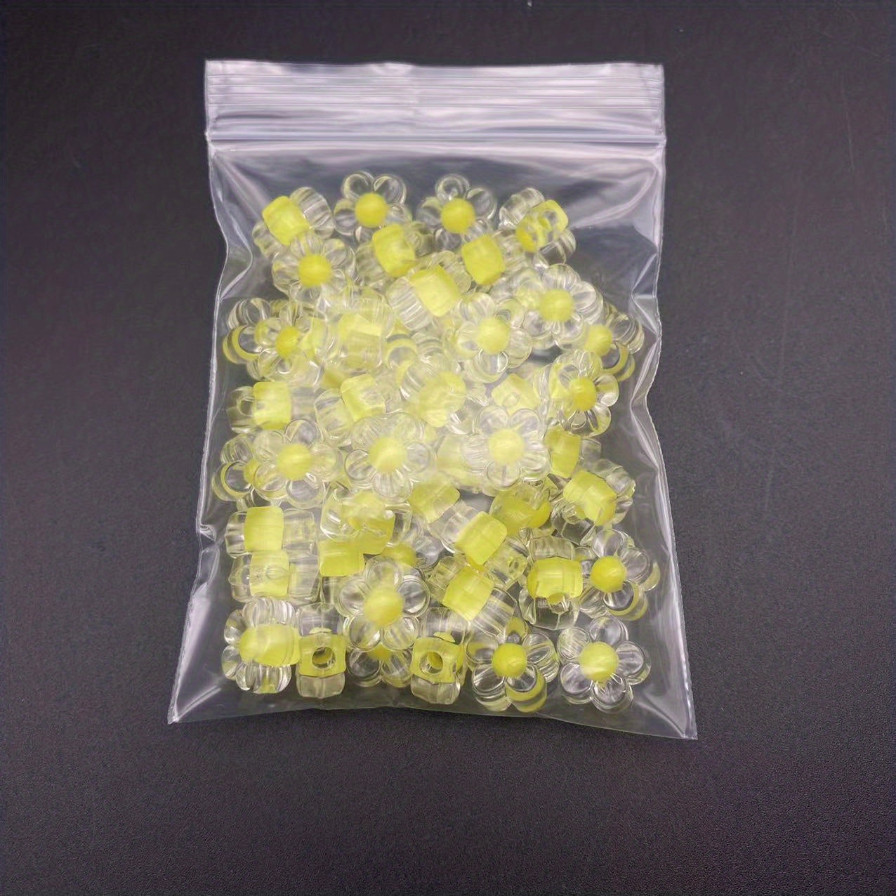 50pcs Transparent Acrylic Flower Beads for DIY Jewelry Making