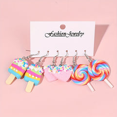 Cartoon Heart Lollipop Earrings for Kids