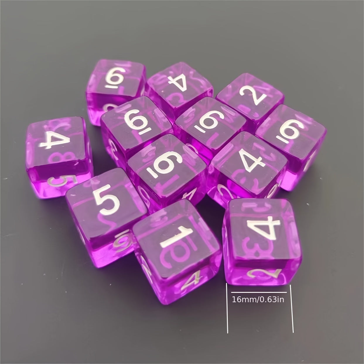 60pcs 16mm Transparent Digital Dice for Table Game and Collection