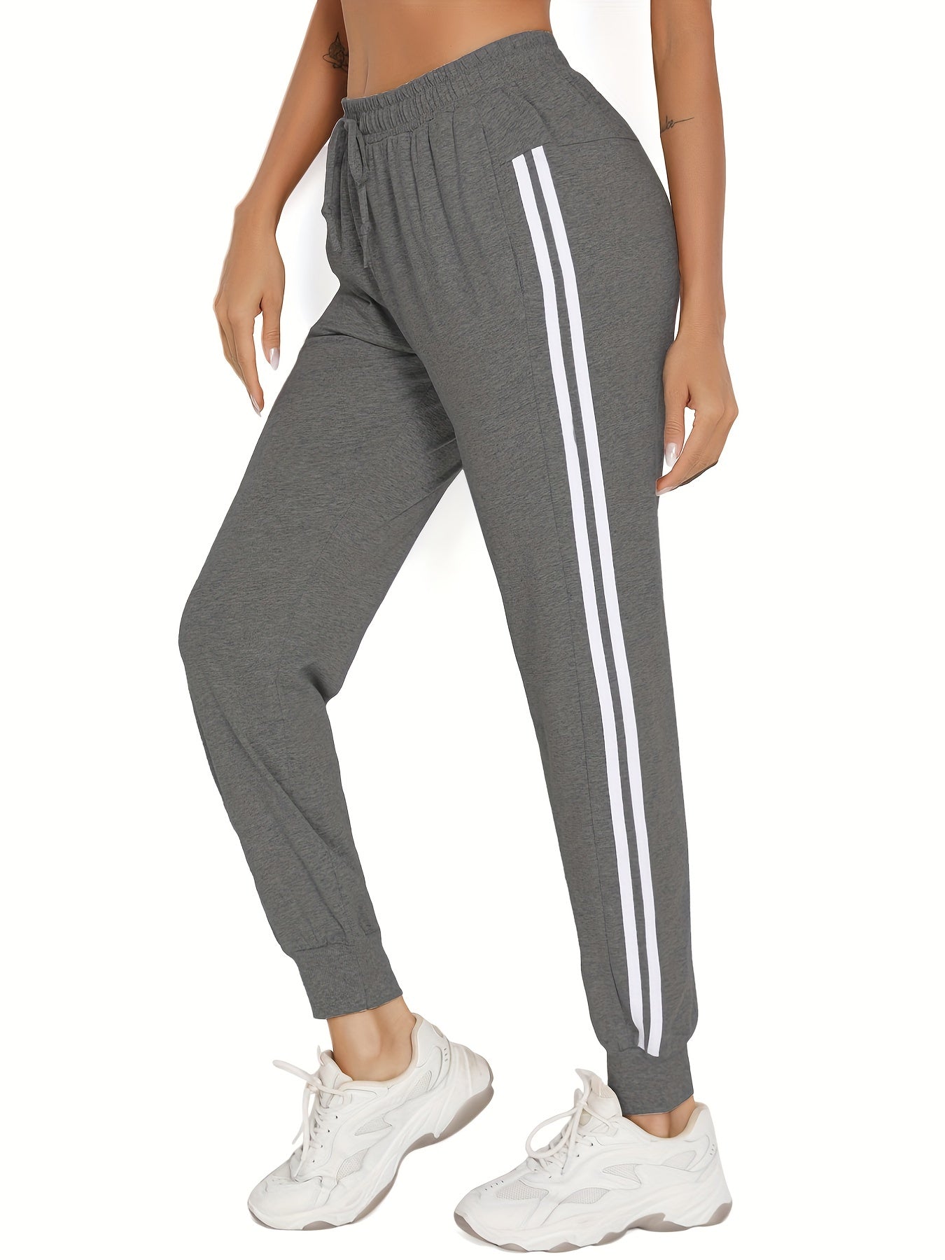 High Waist Jogger Pants Stripe Casual Workout Running Sweatpants