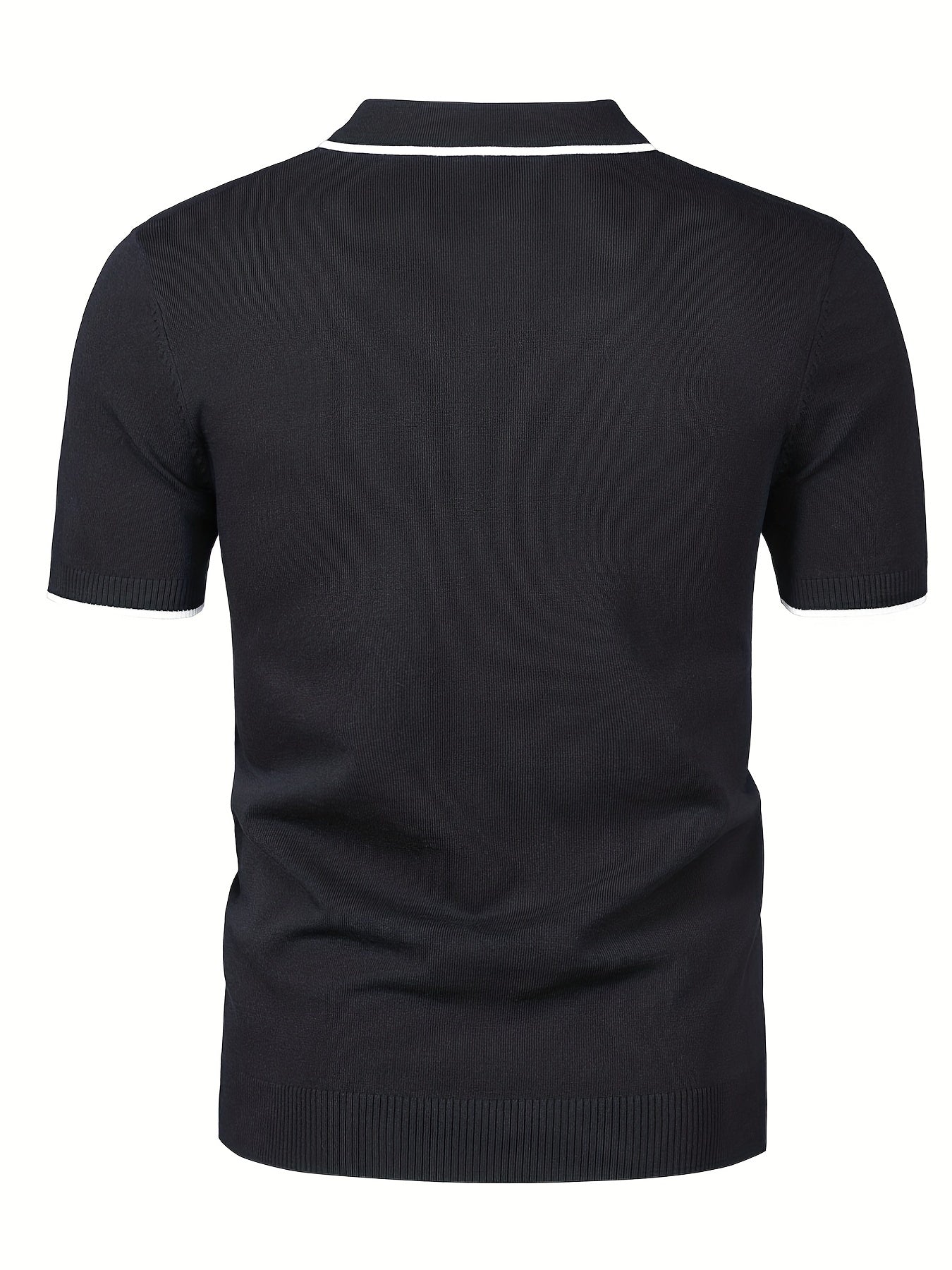 Breathable Polo Collar Sweater Men's Casual Knit Zip Up Short S