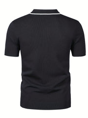 Breathable Polo Collar Sweater Men's Casual Knit Zip Up Short S