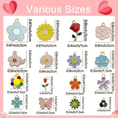 10pcs Rose Flower Shape Pendant Oil Drip Charms for Jewelry Making