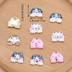 10Pcs Enamel Cat Charms for Jewelry Making DIY Necklace Earrings