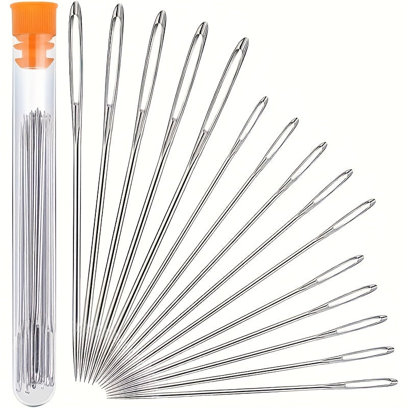 17pcs Hand Sewing Needle Set Big Eye Needle Bottle Leather Needle Embroidery