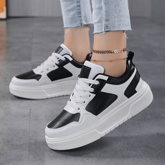 Women's Chunky Faux Leather Sneakers for Outdoor Sports