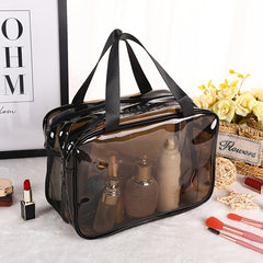 Clear Makeup Bags Cosmetic Bag With Compartments Handle Zipper Closure