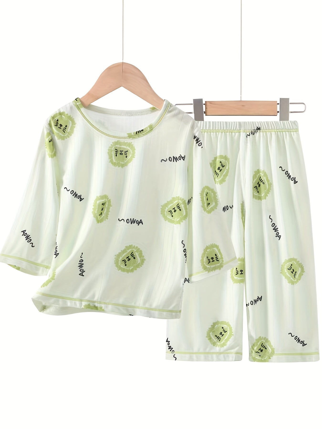 Kids 2pcs Pajamas Cartoon Animals Print PJ Set