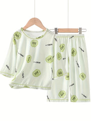 Kids 2pcs Pajamas Cartoon Animals Print PJ Set