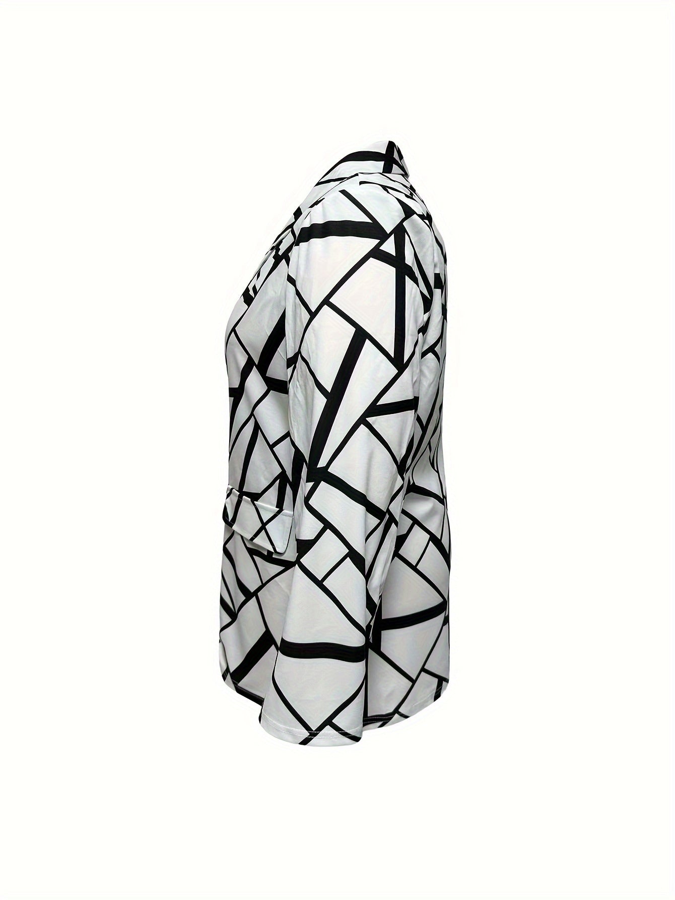 Women's Plus Geometric Print Long Sleeve Blazer