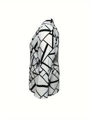 Women's Plus Geometric Print Long Sleeve Blazer