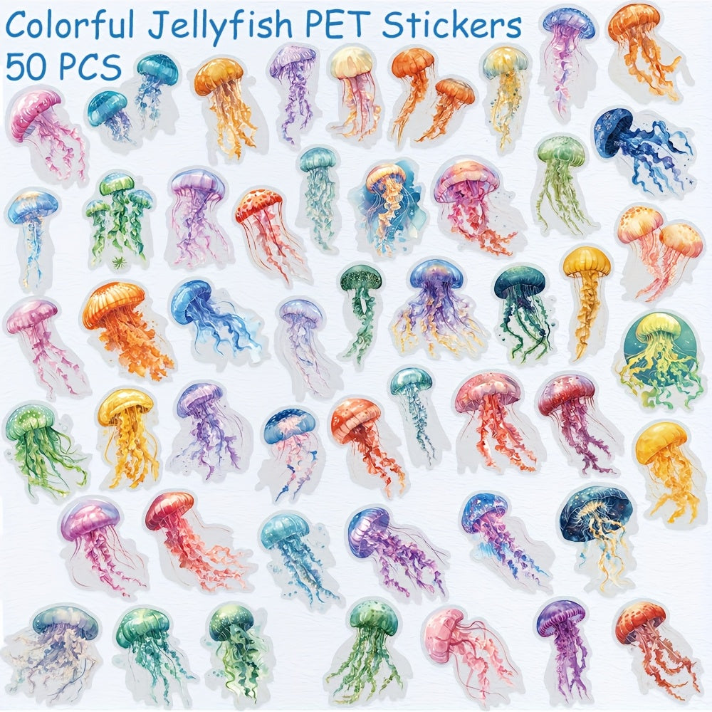 50pcs Jellyfish PET Stickers Decals For Phone Notebook Luggage