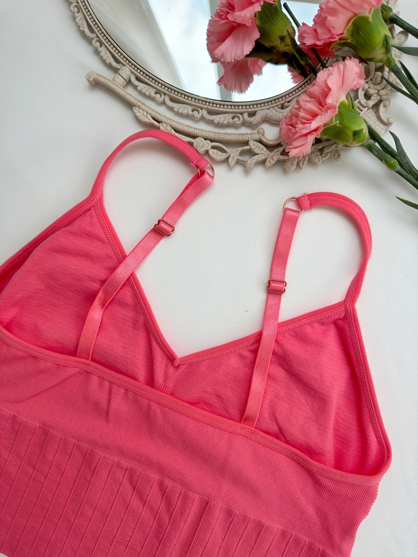 Solid Bra & Panties Soft Wireless Bralette & Thong Panties Set