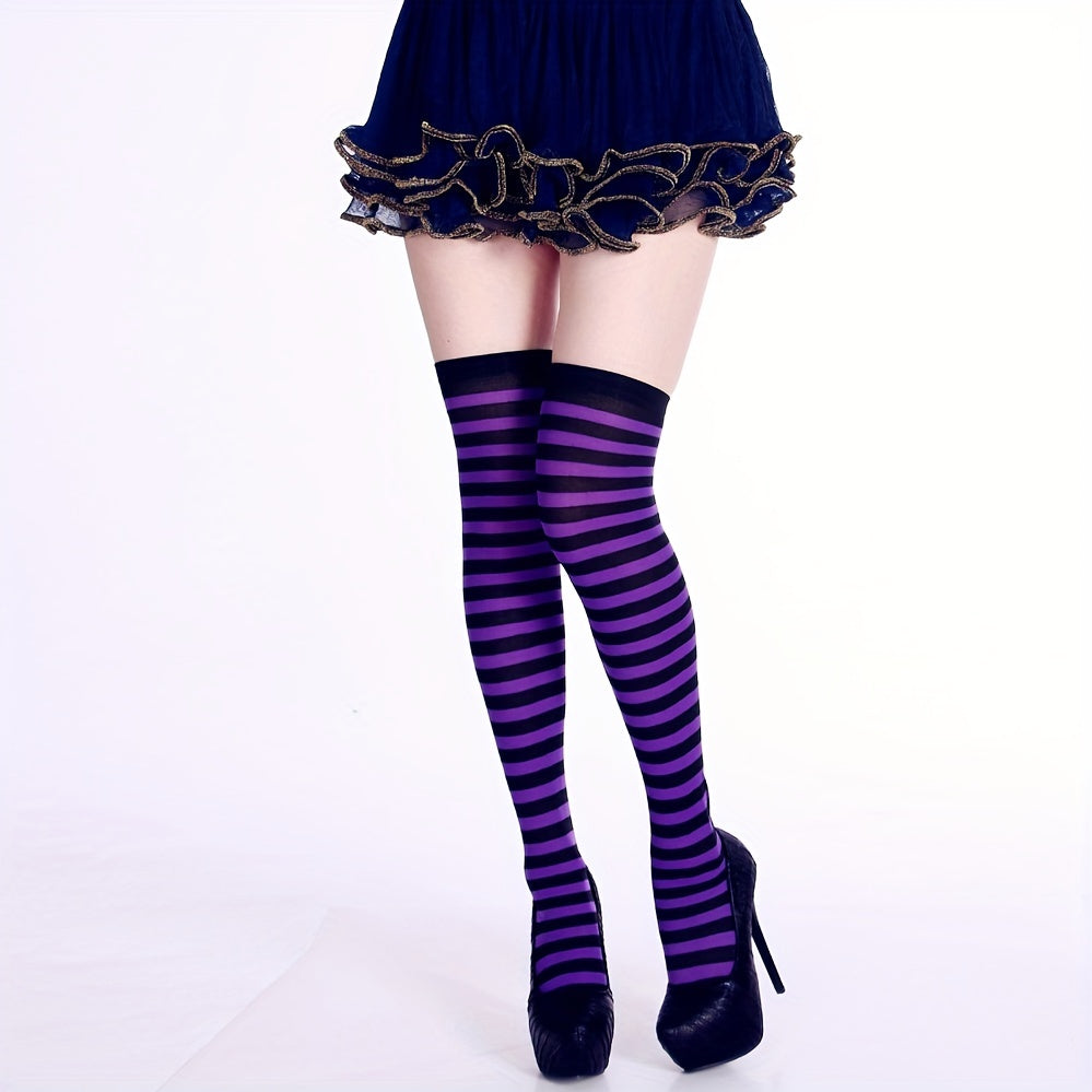 Striped Thigh High Socks Halloween Cosplay Over The Knee Socks