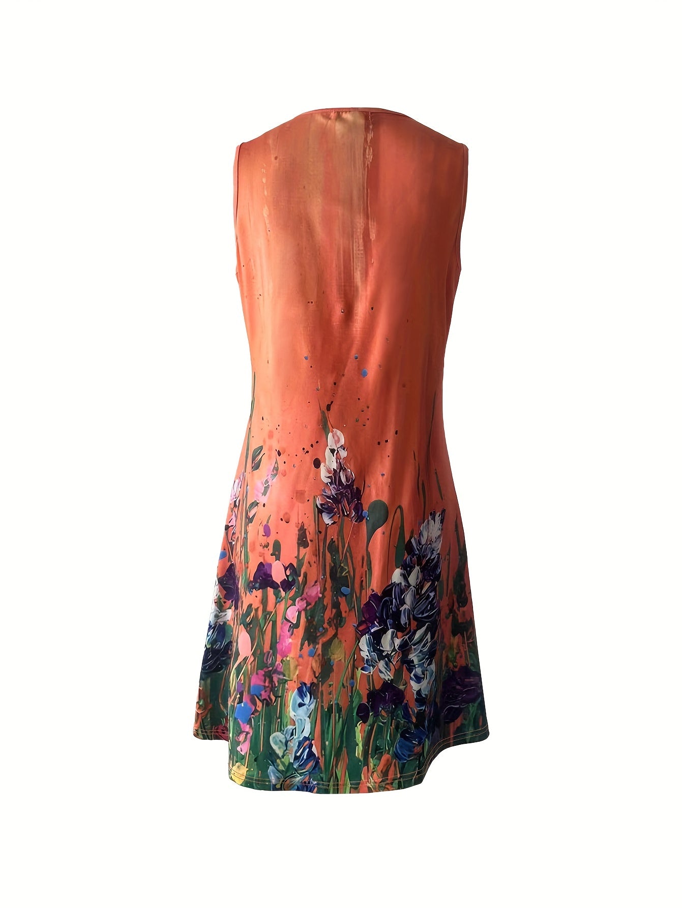 Floral Print Sleeveless Dress Casual Tank Dress for Spring & Summer