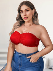 Contrast Lace Ruched Front Plus Size Tube Bra