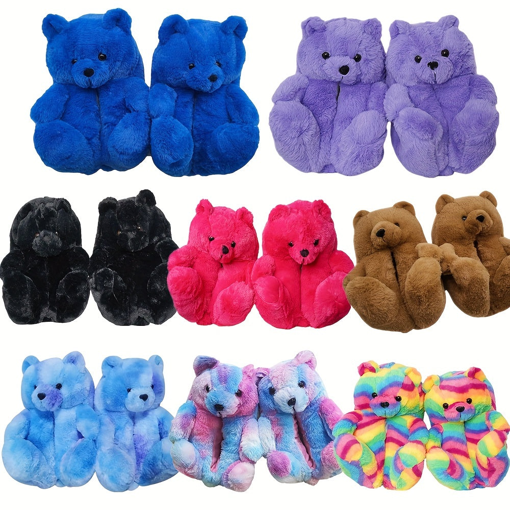 Women's Teddy Bear Novelty Slippers Soft Sole Slip On Flat Shoes