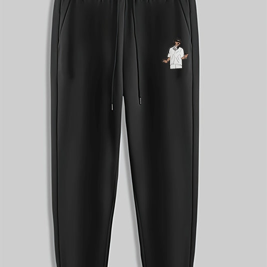 Cartoon Man Print Men's Pants Drawstring Sweatpants Loose Casual Trousers