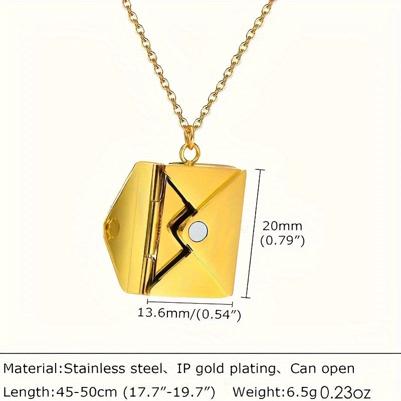 Personalized Name Necklace with Envelope Pendant - Stainless Steel