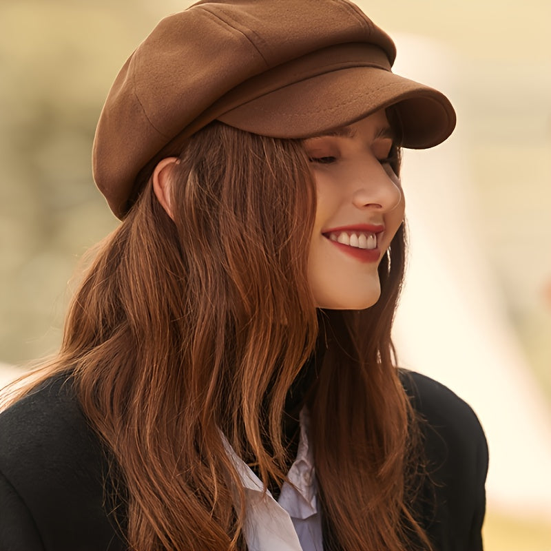 Solid Women Beret Cap British Style Lightweight Casual Hat Beret